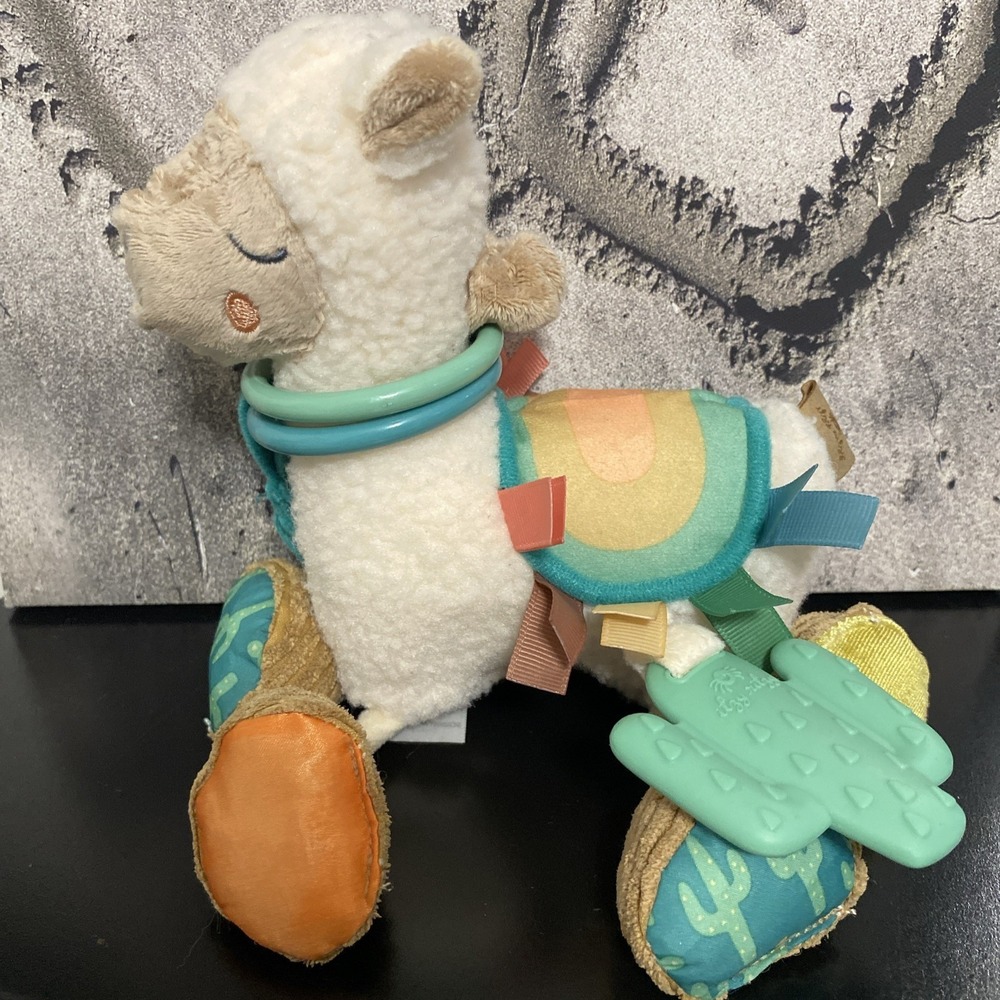 Baby‎ Teether Carseat Rattle Toy Itzy Ritzy Natural Rubber Llama Boho